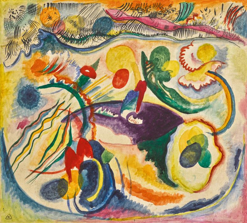 9930 Lot 8, Wassily Kandinsky, Zum Thema Jüngstes Gericht (On the Theme of the Last Judgement), Oil and mixed media on canvas, 1913