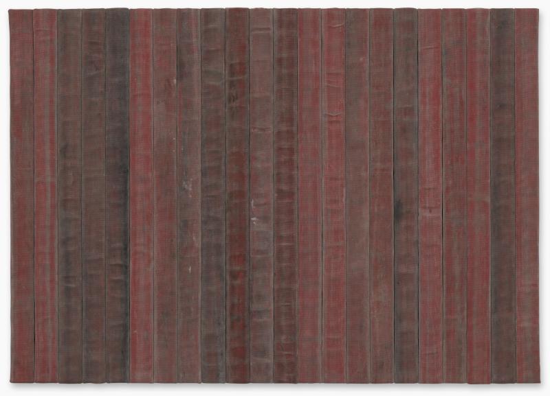 Lot 12 Theaster Gates A Flag For The Least Of Them decommissioned fire hose 59 7/8 by 84 5/8 in. 152 by 215 cm. Executed in 2018. Estimate $450/500,000 Sold for $807,000