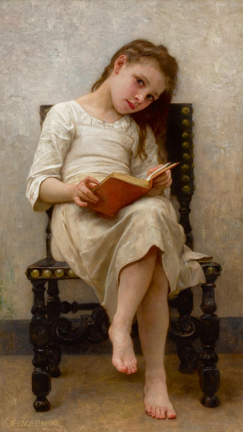 Lot 407 Property From A Distinguished Private Collection, Virginia William Bouguereau Le Livre De Prix signed W-BOUGUEREAU- and dated 1901 (lower left) oil on canvas 45 1/2 by 22 1/8 in.; 115.6 by 56.2 cm Estimate $1/1.5 million