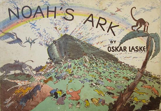 Oskar Laske  Arche Noah - Leporello  Farblithografie/Papier 25 x 35,5 cm  Leporello von 12 Farblithografien  Anton Schroll & Co Press, Wien  betitelt "Noah's Ark by Oskar Laske" Preis: € 1.400,-