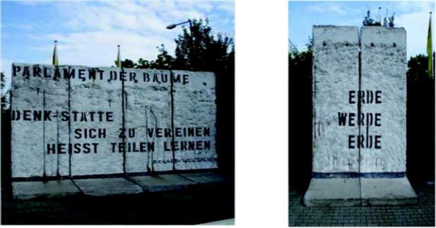 The two sections of the Berlin Wall