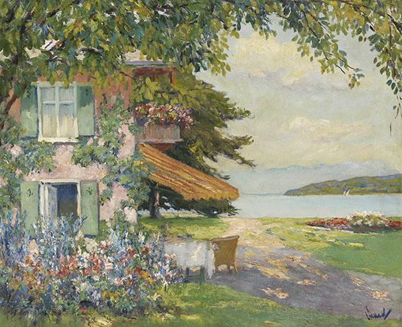 82 EDWARD CUCUEL Die Villa des Künstlers am Starnberger See (Das Sommerhaus), Um 1920. Öl auf Leinwand Schätzpreis: € 12.000 - 15.000