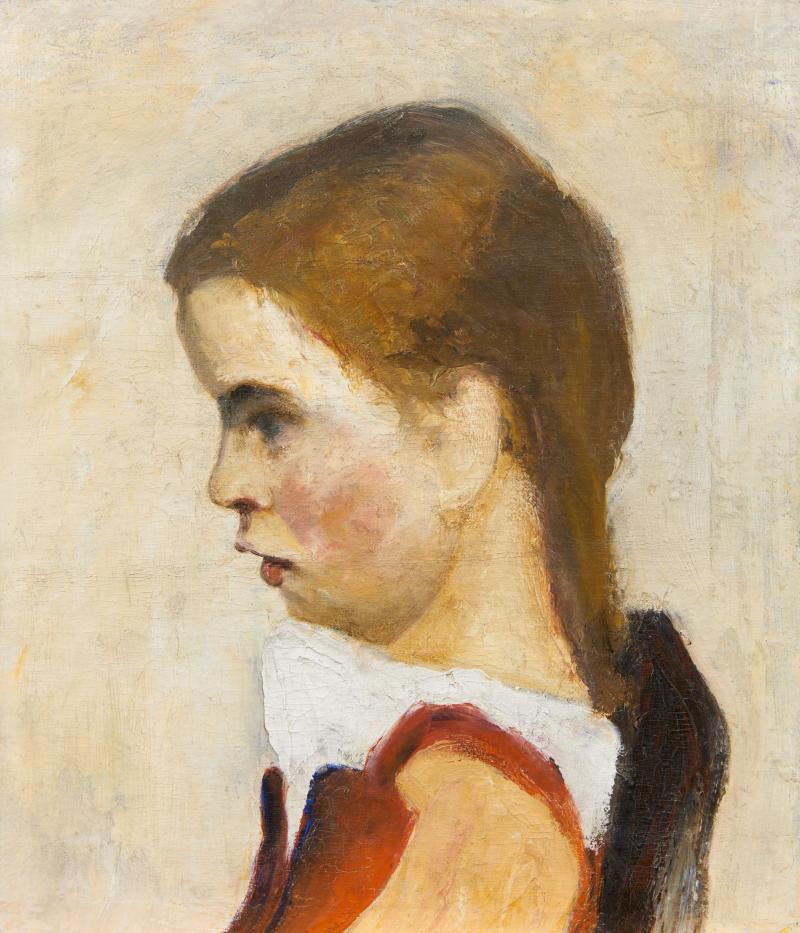 Paula Modersohn-Becker (1876-1907) Kopf eines sitzenden Mädchens, nach links | Um 1998 | Öl auf Leinwand, auf Karton aufgezogen | 42 x 36 cm Taxe: 100.000-150.000 Euro