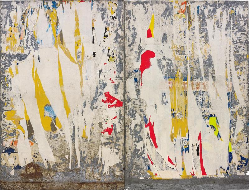 OLIVIER MALINGUE Raymond Hains 1926-2005  Tôle, 1976  Torn poster on metal sheet (diptych)  160 x 210 cm