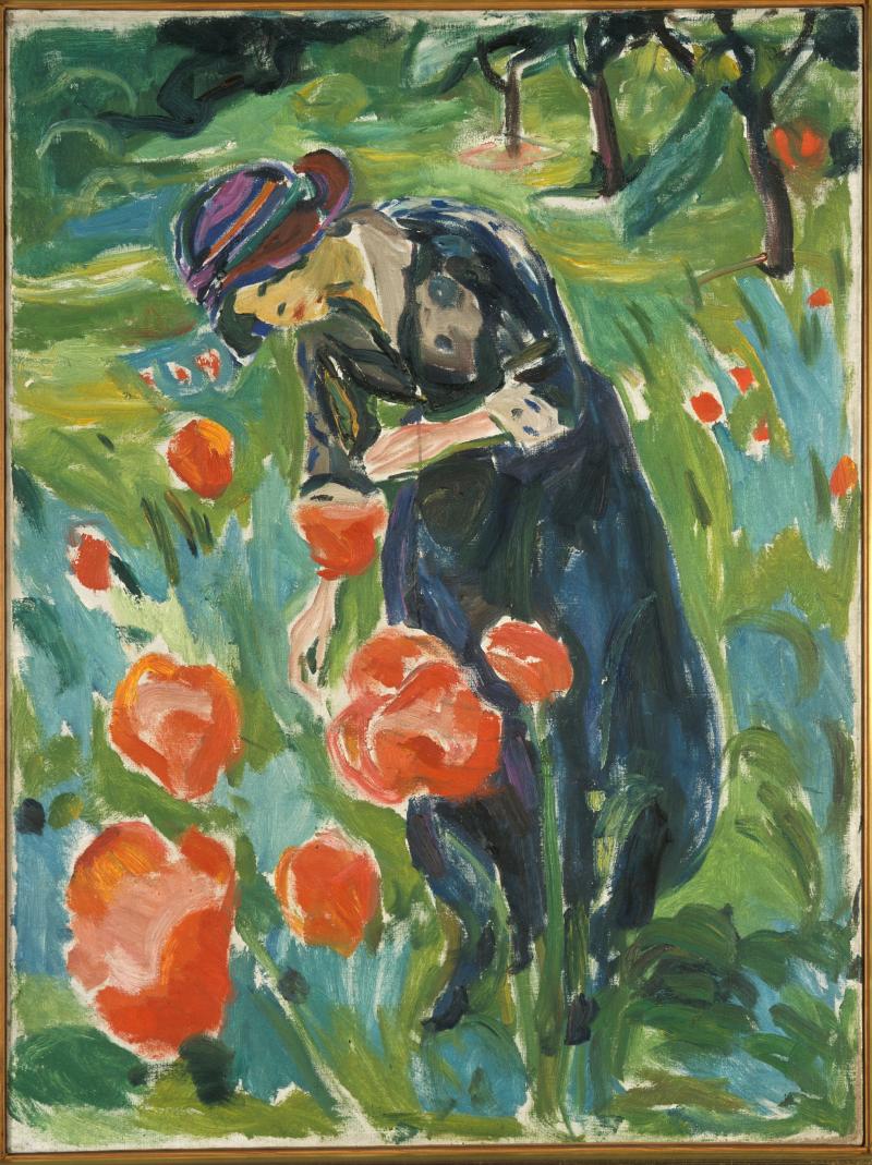 Edvard Munch gesehen von Karl Ove Knausgård Edvard Munch, Woman with Poppies, 1918–19, Öl auf Leinwand, 100 x 75 cm, Munchmuseet, Oslo Foto: © Kunstsammlung NRW