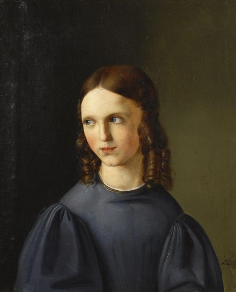 Nazarener: Mädchenbildnis. Nazarenes: Portrait of a Girl. Oil/canvas, blurred monogramm "F.OB." on the bottom right, 1st half of the 19th century, signs of age. Zuschlagspreis:	9.000 EUR