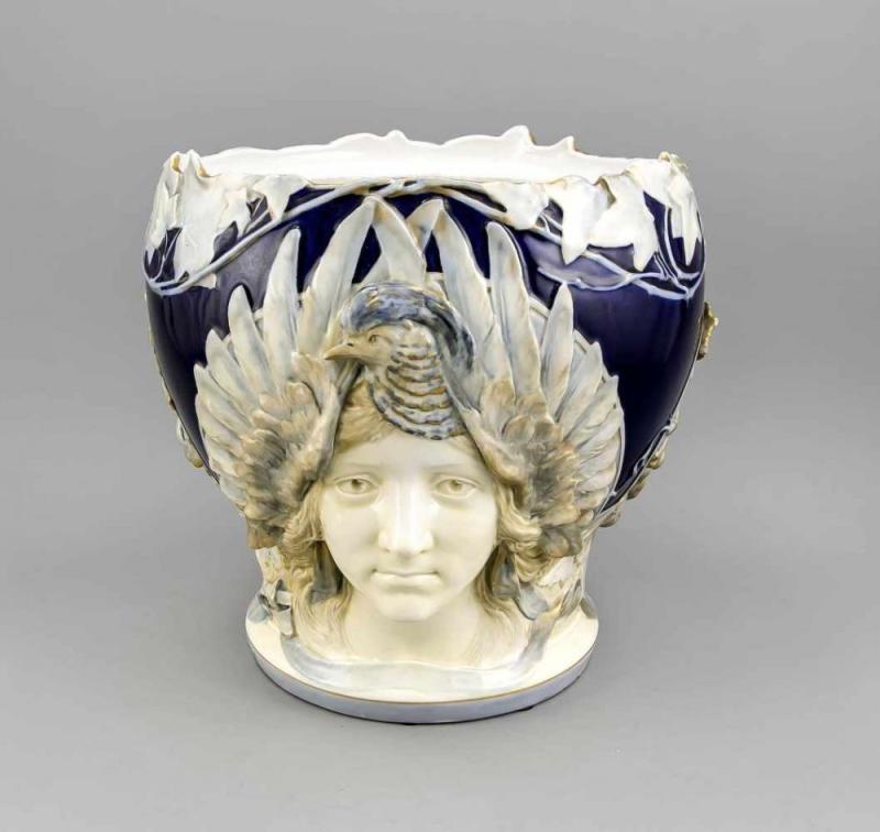 Jugendstil-Cachepot, KPM Berlin, laut Modellnummer Ausführung Oktober 1900, 1. W., rote Mindestpreis:	5.000 EUR