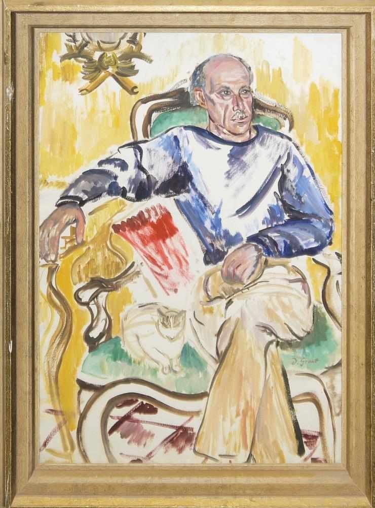 Duncan Grant, Portrait eines Mannes mit Katze, Schätzpreis:	3.500 - 4.000 EUR