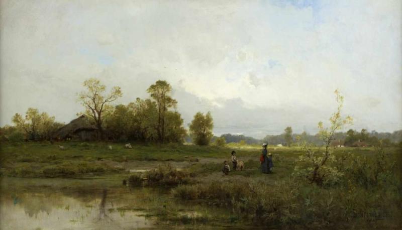 Sidorowicz, Zygmunt.  1846 Lwiw - Wien 1881 Weite sommerliche Landschaft nach dem Regen. Aufrufpreis:	3.000 EUR