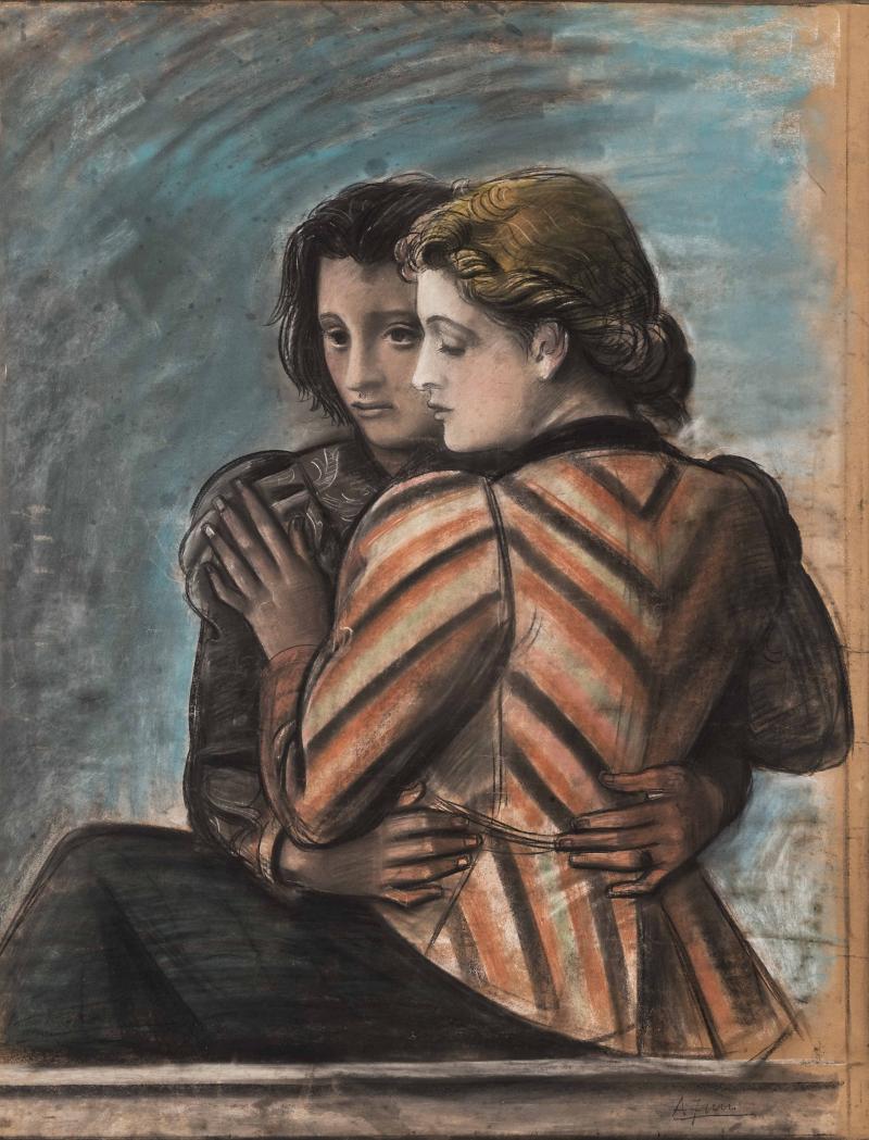 LAOCOON GALLERY, Achille Funi  Ugo and Parisina, 1934  Pastel on mounted paper  93 x 72 cm