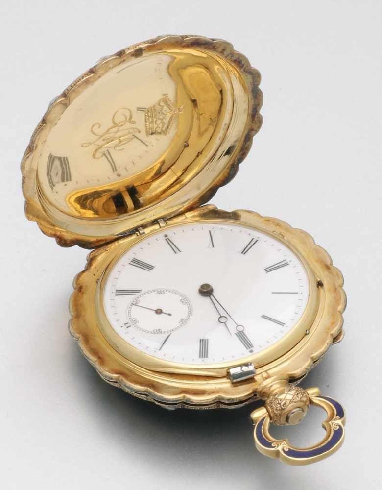 Historisch bedeutende Schmuck-Taschenuhr mit Diamantbesatz aus dem Besitz der Kaiserin Auguste Viktoria von Preußen, Mindestpreis:	39.000 EUR