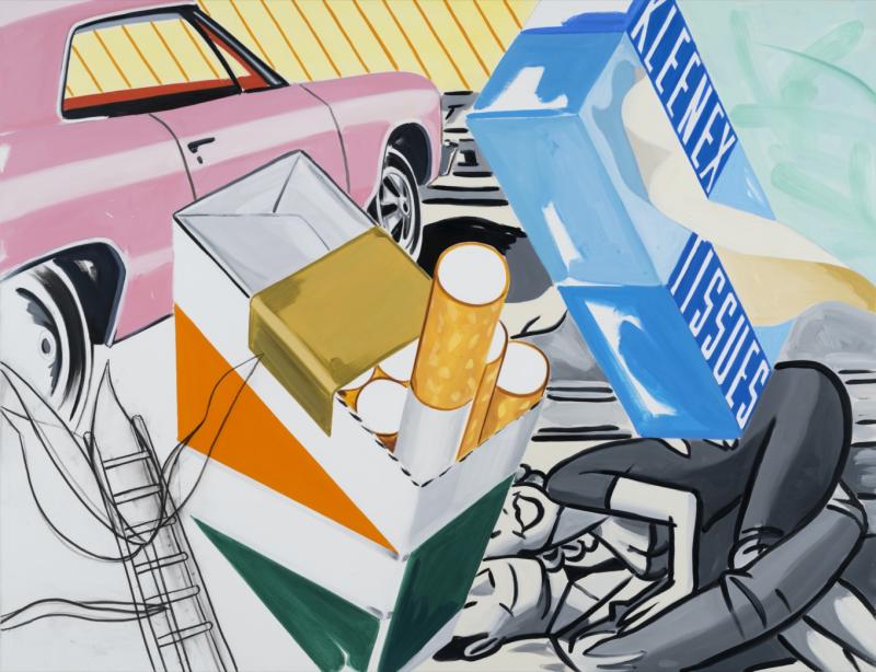 David Salle, Shining in All Directions, 2019, oil, Acrylic and charcoal on linen 152 x 198 cm (60 x 78 in) © David Salle / ADAGP, Paris, 2020. Photos: John Berens David Salle © Photo: Robert Wright