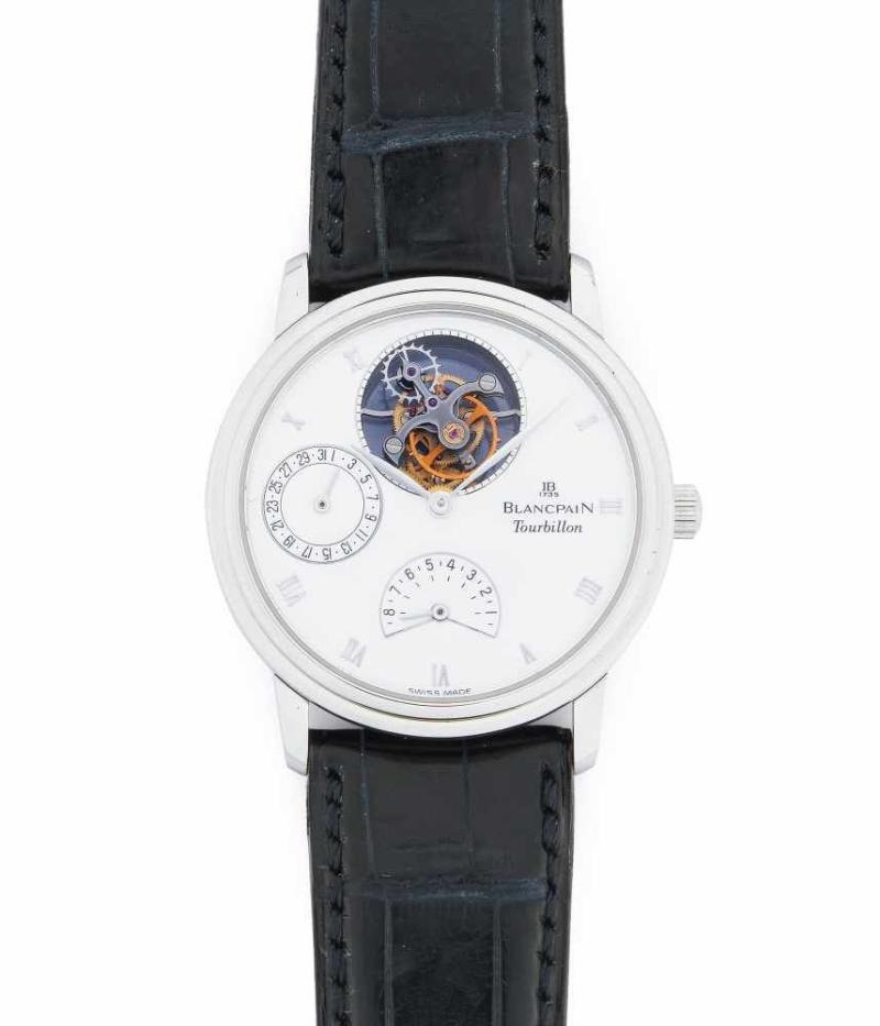 Blancpain Villeret Tourbillon Runde, mechanische Armbanduhr um 2010 in 950 Platingehäuse mit Dornschliesse Schätzpreis:	28.000 - 36.000 CHF