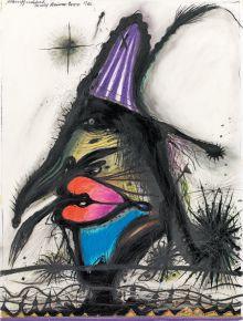 Arnulf Rainer* (geb. 1929) Manischmädel, 1966 mit Ölkreide übermalte Offsetlithographie auf Ultraphan; gerahmt 65,5 x 49,5 cm