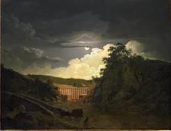 Joseph Wright of Derby (1734-1797), A view of Cromford Mills by night, 1790s, Philip Mould & Company