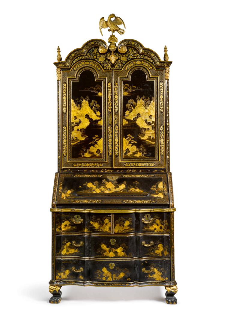 A Chinese Export Black and Gold Lacquer Bureau Cabinet Circa 1730 Estimate $50/80,000 Sold for $162,500