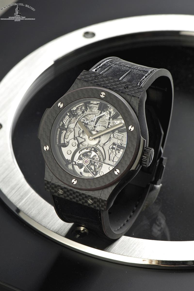 Katalog Nr. 568 Hublot Gèneve, "Classic Fusion Tourbillon Cathedral Minute Repeater", Geh. Nr. 1154706, Limitierungsnummer 19/99, Ref. 504.QX.0110.LR, Cal. HUB8001, 45 x 53 mm, circa 2015  Schätzpreis  75.000 - 140.000 €