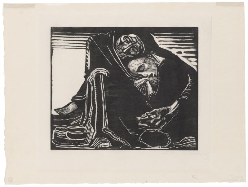 Käthe Kollwitz, Tod mit Frau im Schoß, 1920/21, Holzschnitt, Kn 165 © Käthe Kollwitz Museum Köln