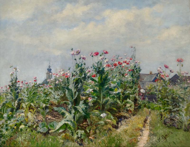 Marie Egner, "Blühendes Mohnblumenfeld", um 1896, Öl auf Leinwand, 59 x 75 cm, Foto: Universalmuseum Joanneum/N. Lackner