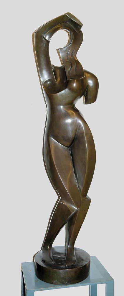 Alexander Archipenko, nach, "Woman combing her hair", Großbronze ( 103 cm ) mit goldbrauner Patina Aufrufpreis:	900 EUR Schätzpreis:	3.000 - 3.500 EUR