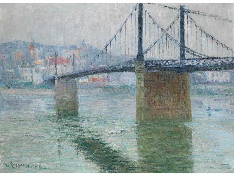 Loiseau, Gustave 1865 Paris - 1935 ebenda Loiseau. Le pont suspendu de Triel sur Seine Öl auf Leinwand. 60 x 81 cm. Schätzpreis:	150.000 - 200.000 EUR