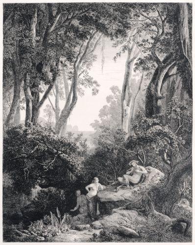 222   Johann Wilhelm Schirmer "Pan und die Nymphen" (Aus dem goldenen Zeitalter). 1846. 750 €