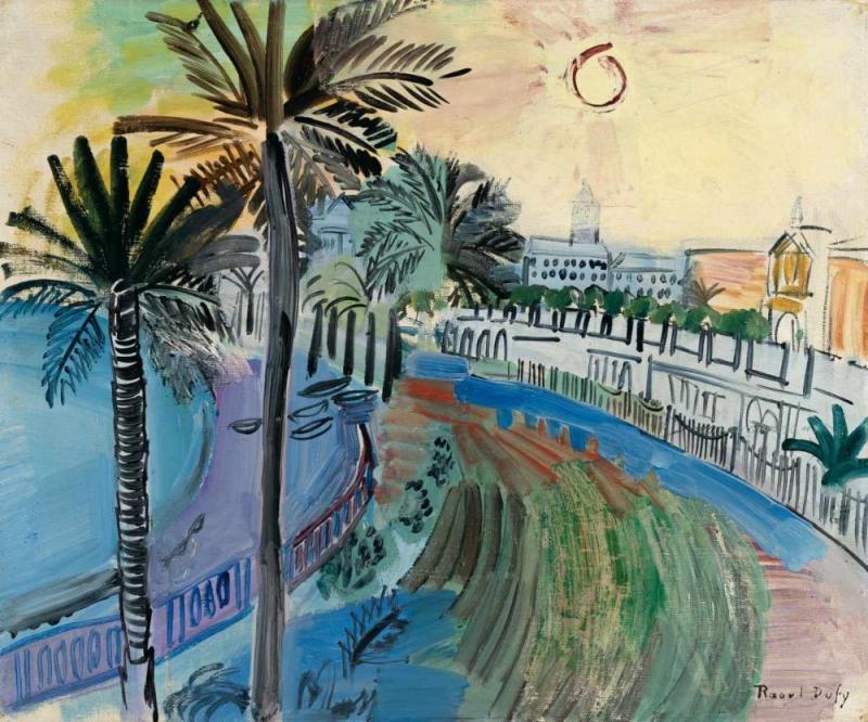 Raoul Dufy La Promenade des Anglais à Nice Öl auf Leinwand. (Ca. 1928). Ca. 38 x 46 cm. Signiert unten rechts. Mindestpreis:	90.000 EUR Aufrufpreis:	90.000 EUR Schätzpreis:	100.000 - 150.000 EUR