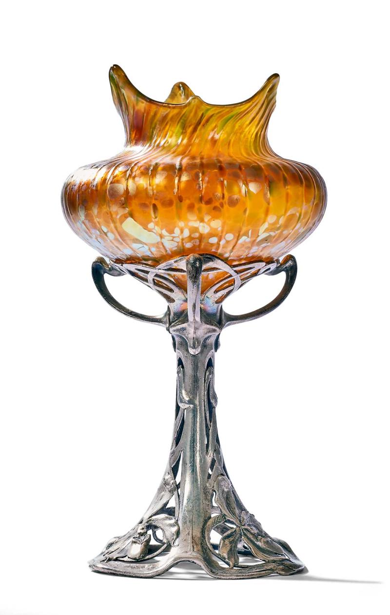 Vase in versilberter Montierung, Johann Loetz Witwe, Klostermühle - um 1905