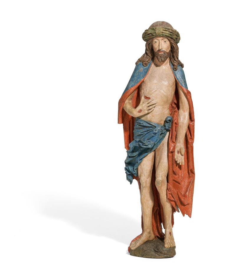 Tilman Riemenschneider (1460 – 1531) und Werkstatt  Schmerzensmann | Um 1500 | Lindenholz, farbig gefasst | Höhe: 102cm Taxe: 25.000 – 35.000 €