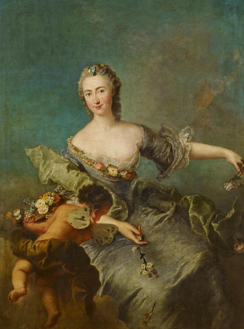 Antoine Pesne (1683 – 1757)  Portrait der Louise Albertine Freifrau von Grappendorf (1729 – 1753) als Flora | Öl auf Leinwand | 146 x 112cm Taxe: 25.000 – 35.000 €