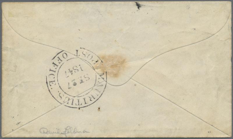 1847 Mauritius 1d Ball Cover mit der Roten Mauritius Startpreis: vier Millionen Euro