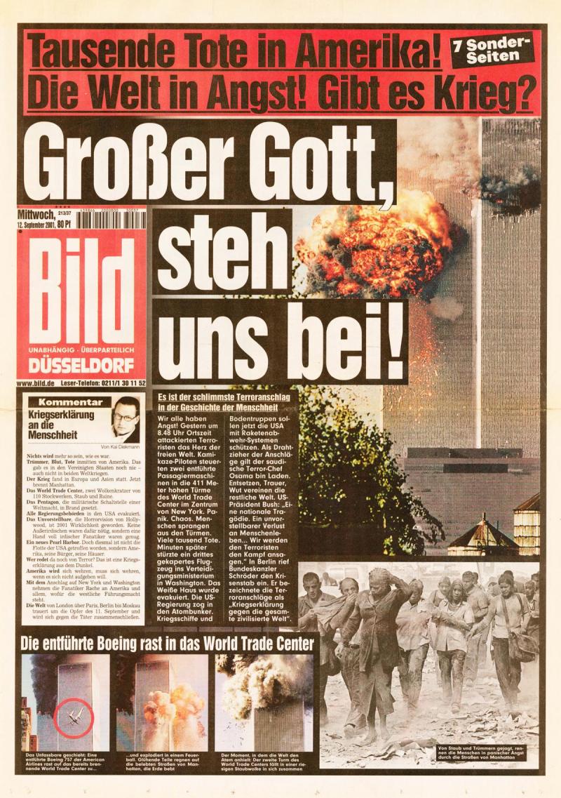 Bild-Zeitung, 12.09.2001 (c) Sammlung Deutsches Zeitungsmuseum (Stiftung Saarländischer Kulturbesitz)