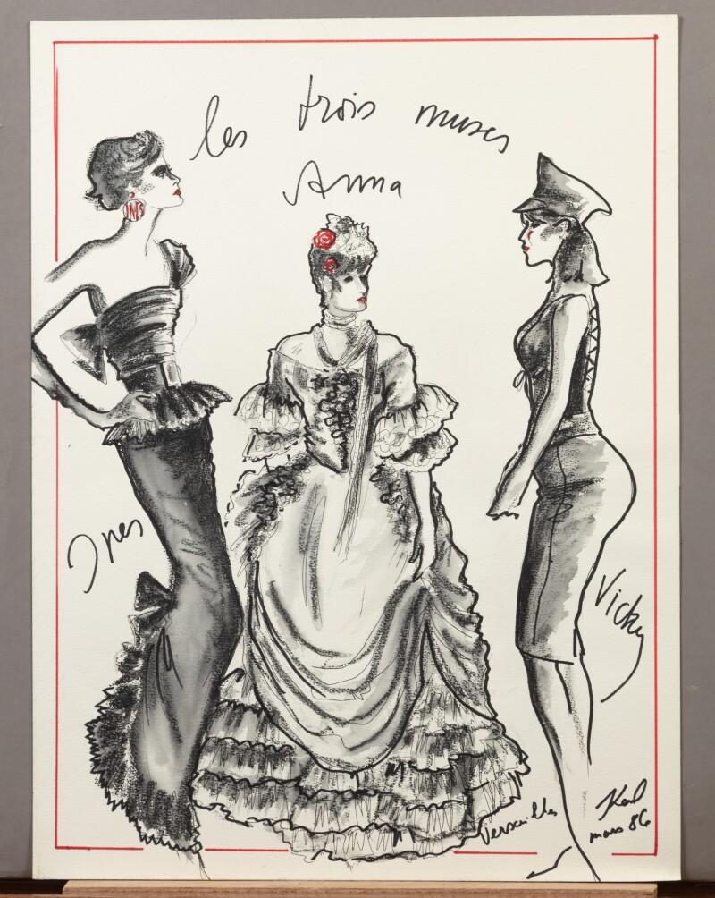 Lot: 38 Karl Lagerfeld  Les trois muses Inès, Anna et Vicky  Estimate:  1,000 to - 1,500 EUR