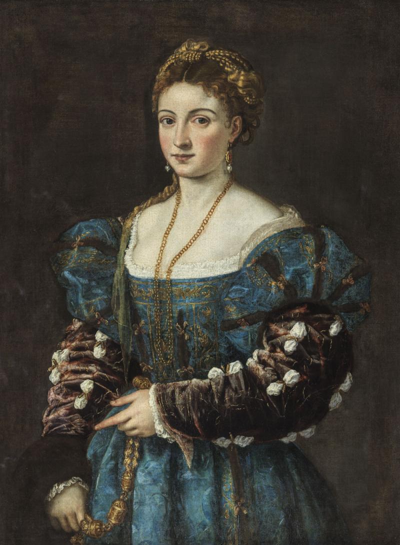 Tizian Porträt einer Frau, genannt „La Bella“ 1534/36 Florenz, Galleria Palatina © Galleria Palatina e Appartamenti Reali di Palazzo Pitti, su concessione del Ministero della cultura