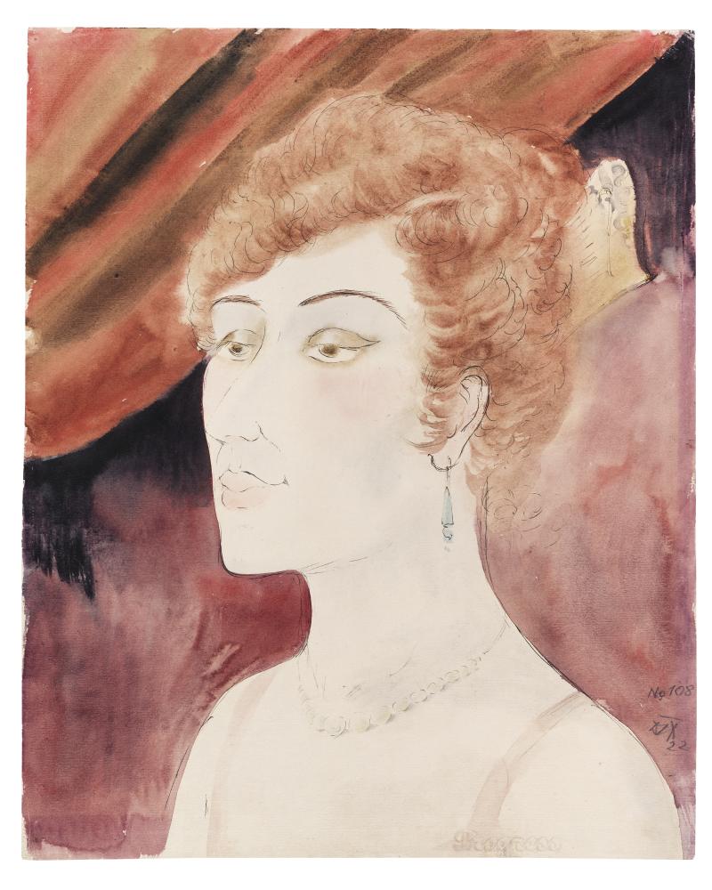 Otto Dix – Dame in der Loge, 1922 Aquarell mit Federzeichnung auf Papier 49,4 x 39,8 cm € 140.000 - 180.000