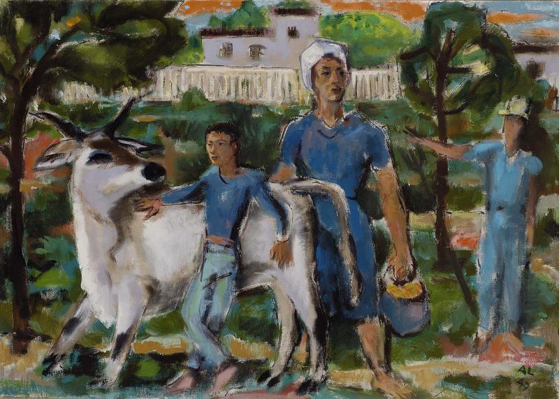 Axl Leskoschek, "Das Kalb auf der Fazenda", 1947,  Öl/Leinwand, 46 x 65 cm, 1986 Ankauf aus Privatbesitz, Neue Galerie Graz