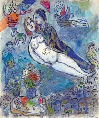 Marc Chagal couple au dessus de la table fleurie a vitebsk