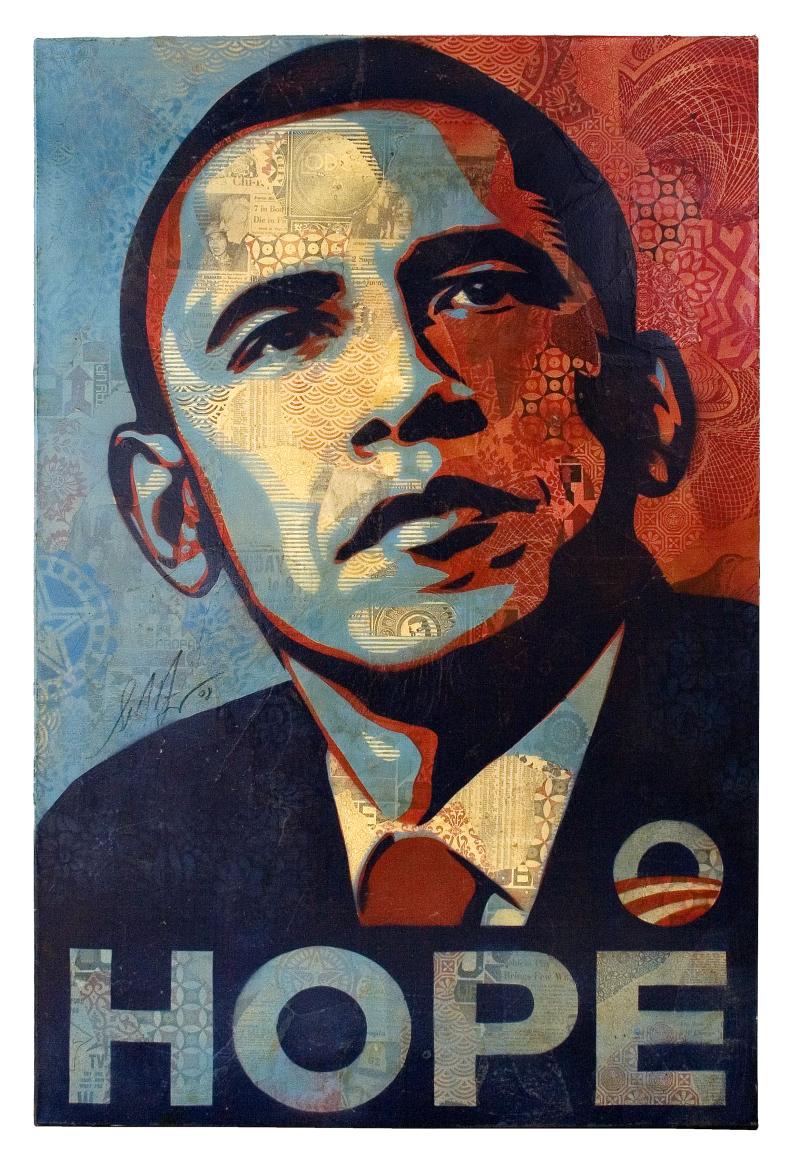 Shepard Fairey: OBAMA HOPE, Canvas, courtesy the artist & Collection Selim Varol