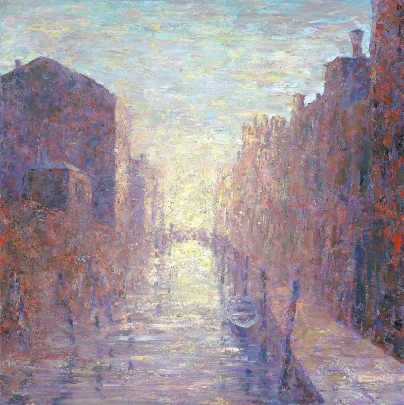 Heribert Mader Venedig - Rio della Misericordia Öl auf Leinwand verso signiert, bez. und datiert 2016 WVZ 8203, 100 x 100 cm  Foto: © Atelier Neumann