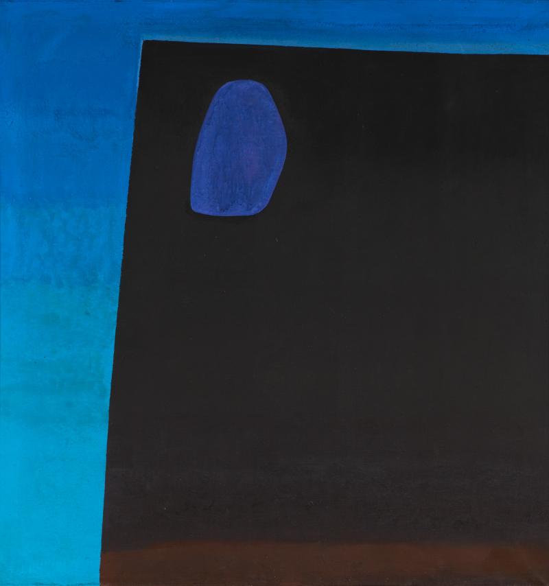 Rupprecht Geiger (1908 – 2009) Schwarze Form vor Blau | 1957 | Öl auf Leinwand | 100 x 95,5 cm Taxe: € 40.000 – 60.000