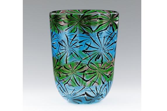 "Vase stellato a canne di murrina", Murano, um 1954, Höhe 27,5 cm, Bild: Kovacek Spiegelgasse Gemälde Glas