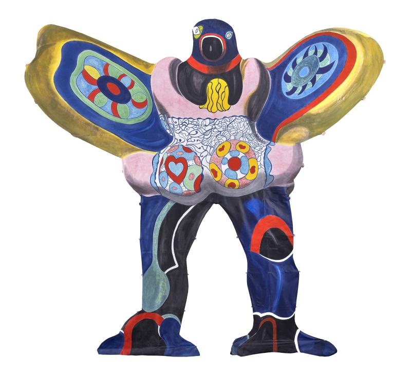 Niki de Saint Phalle L’Oiseau amoureux (cerf-volant / kite), Circa 1988 Watercolour, coloured crayon and acrylic on Japanese paper laid down on silk 260 x 285 cm | 102.4 x 112.2 in