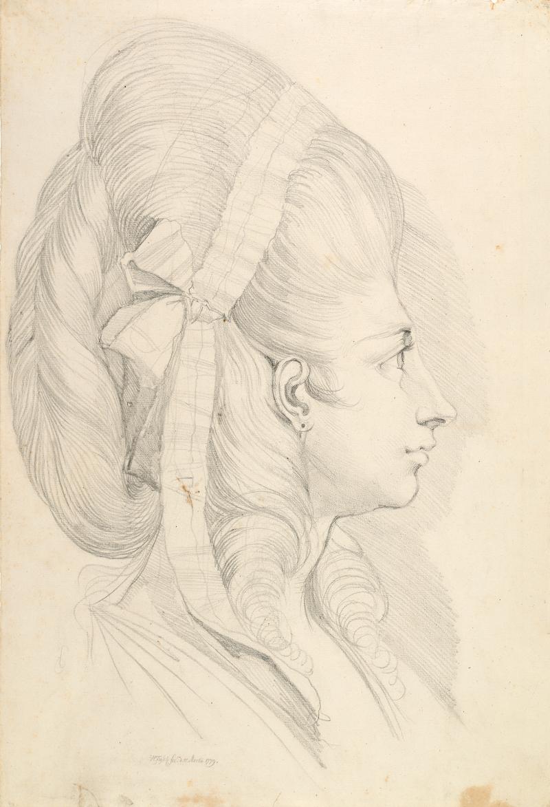 Johann Heinrich Füssli, Anna Magdalena Schweizer, 1779 Grafitstift, 48,9 x 33,8 cm Zentralbibliothek Zürich, Graphische Sammlung, Foto: Zentralbibliothek Zürich, Grafi- sche Sammlung und Fotoarchiv