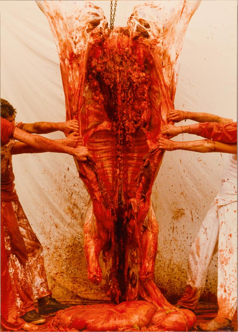 Hermann Nitsch 80. Aktion, 3-Tage-Spiel Prinzendorf, 1984 Foto: Heinz Cibulka © Hermann Nitsch, Foto: Heinz Cibulka