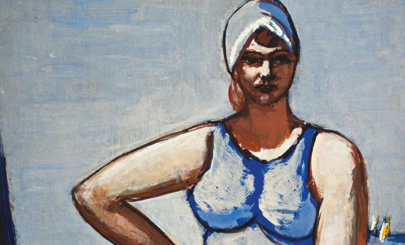 MAX BECKMANN, Quappi in Blau im Boot, 1926/1950 © Sammlung Würth, Foto: Volker Naumann, Schönaich