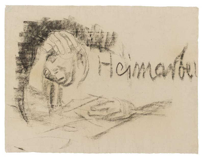 Käthe Kollwitz, Entwurfsskizze zu Heimarbeit, 1925, Kohle auf Ingres, NT 1073, Käthe Kollwitz Museum Köln