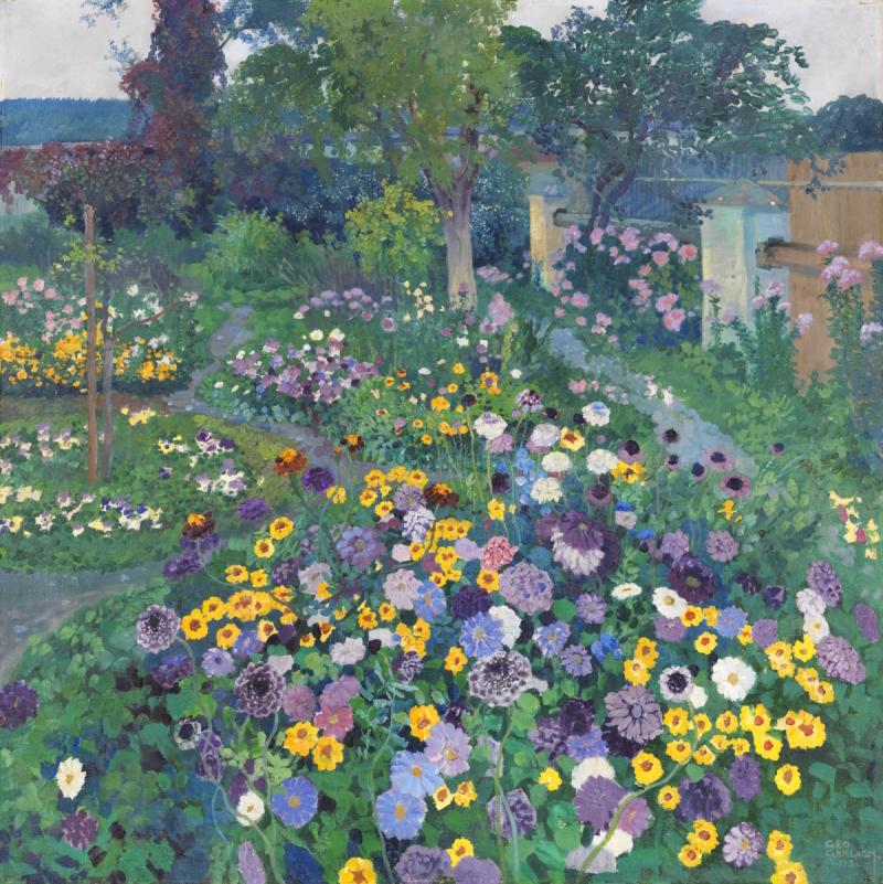 Georg Gerlach, Gardenflowers (1913) Oil on canvas, 108,5 x 108,5 cm