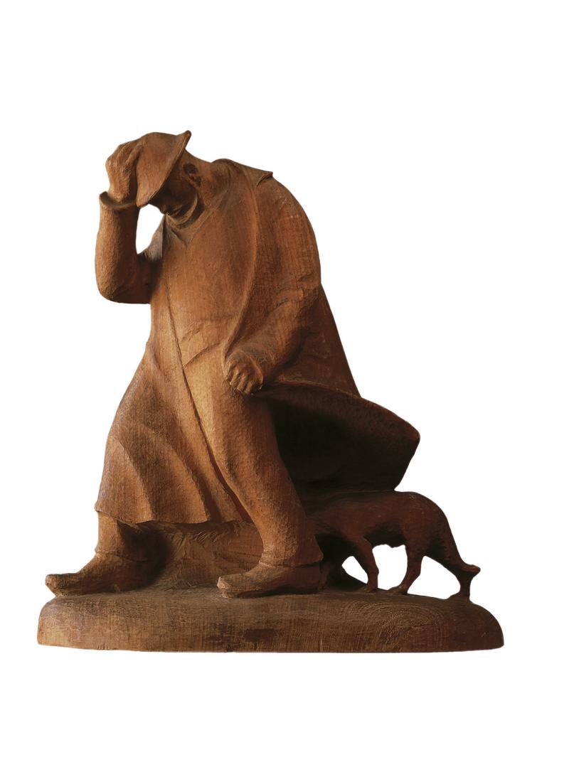 Ernst Barlach, Schäfer im Sturm, 1908 Lindenholz, 50,5 x 46 x 24,5 cm Kunsthalle Bremen – Der Kunstverein in Bremen