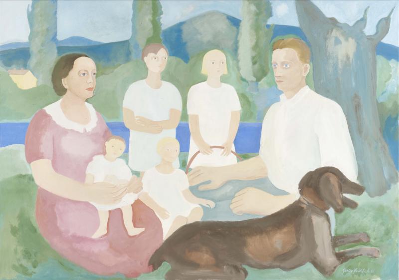 Gertie Fröhlich, Familienporträt, 1985 Eitempera auf Leinwand © Estate Gertie Fröhlich