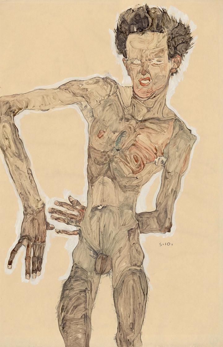 Egon Schiele | Mädchenakt mit verschränkten Armen, 1910 | ALBERTINA, Wien